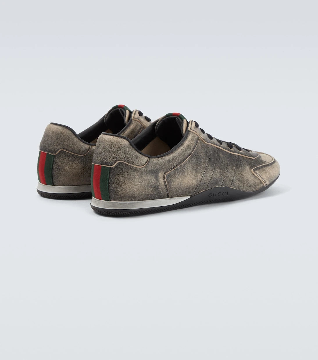 Gucci - Gucci Shift Web Stripe leather sneakers