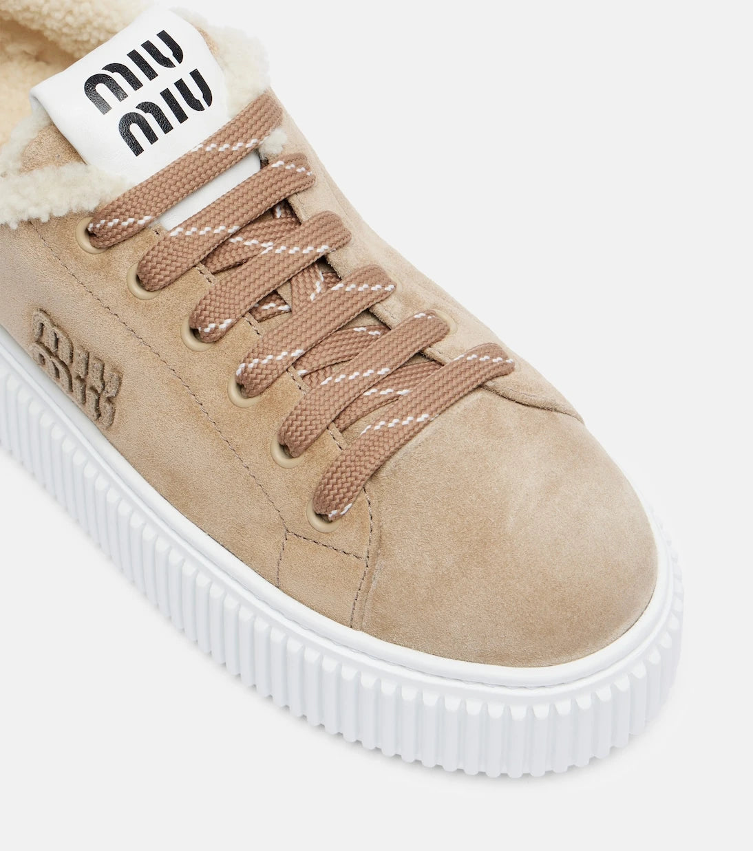 Miu Miu - Shearling-lined suede platform sneakers