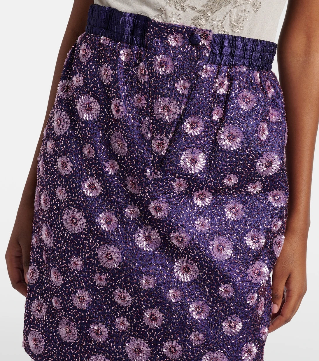 Jacques Wei - Floral sequined pencil skirt