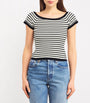 Maje Blue Striped Off-The-Shoulder Top