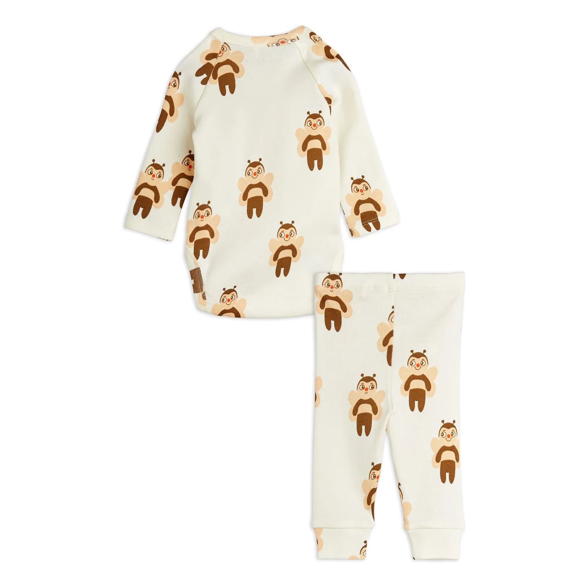 Mini Rodini - Bees organic cotton bodysuit and leggings set | Ecru