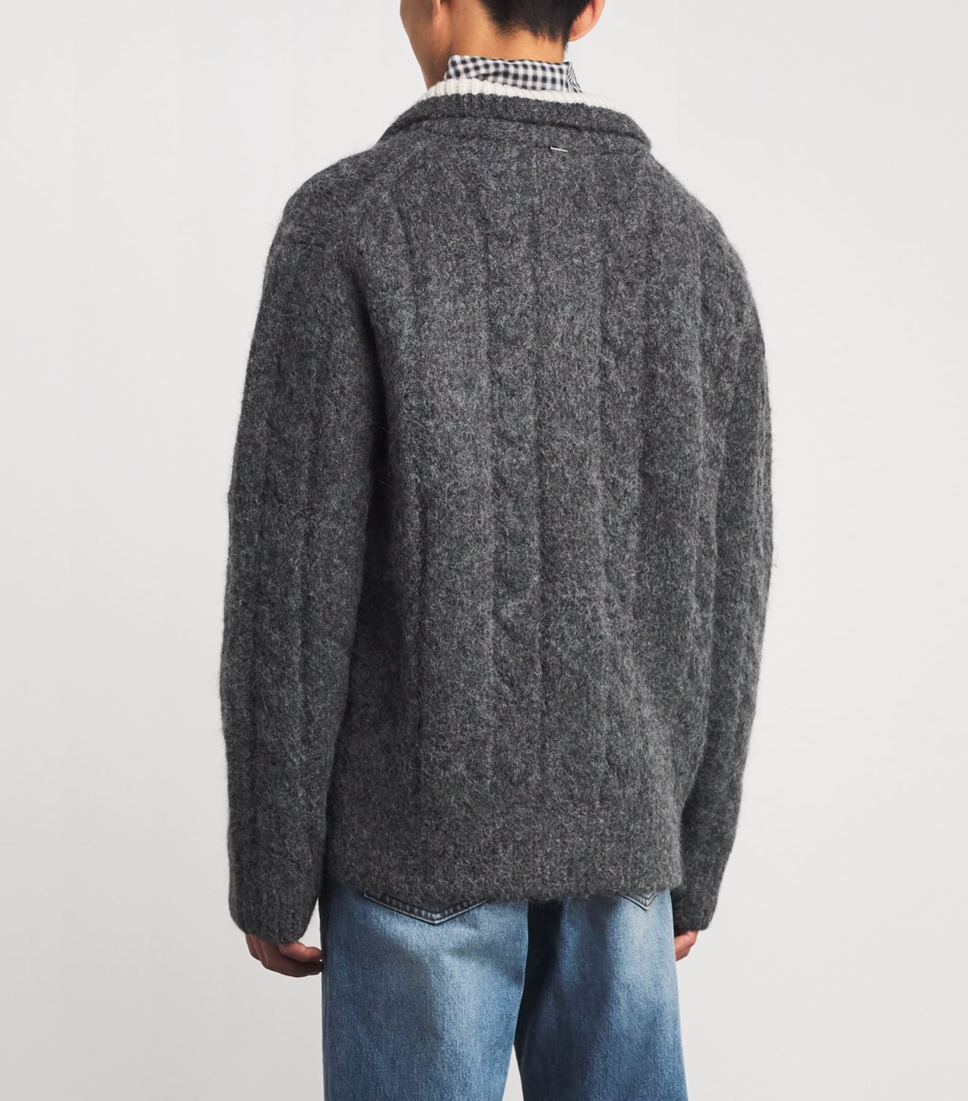 System Grey Wool-Blend Polo Sweater
