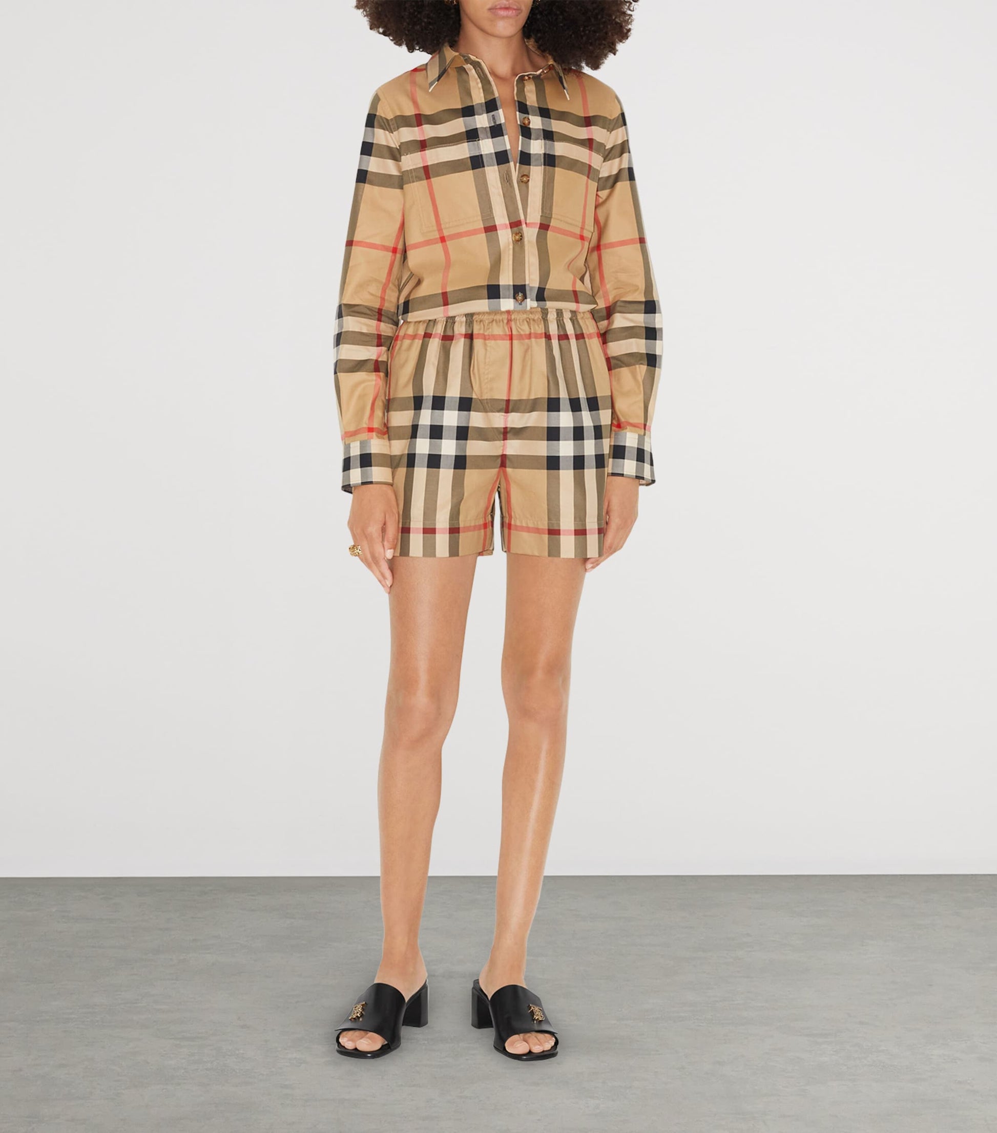 Burberry Beige Cotton Check Shorts