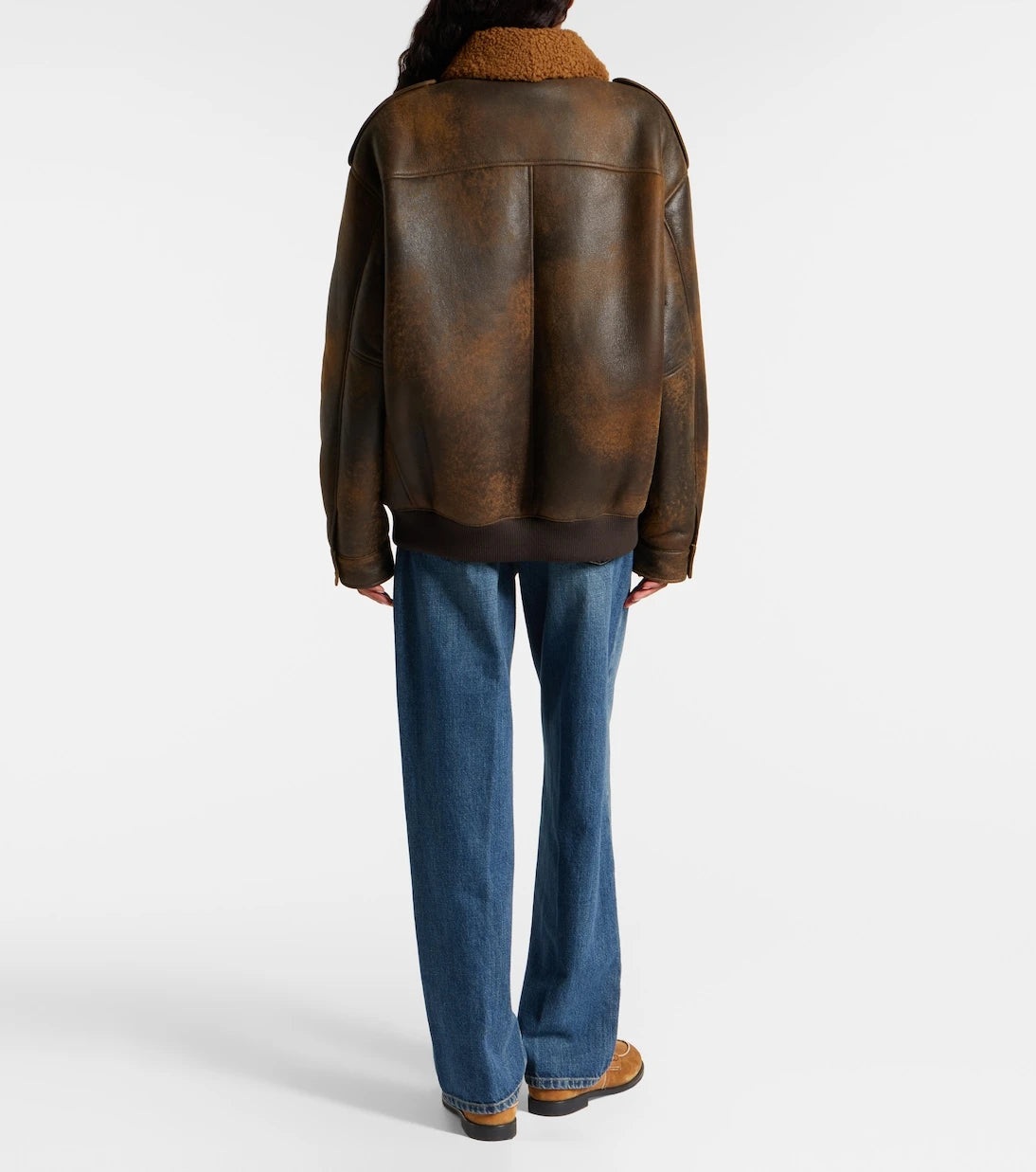 Miu Miu - Shearling-trimmed leather blouson jacket