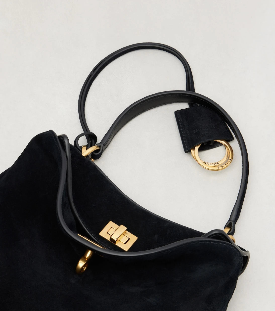 Balenciaga - حقيبة روديو ميني بقبضة علوية من جلد السويد