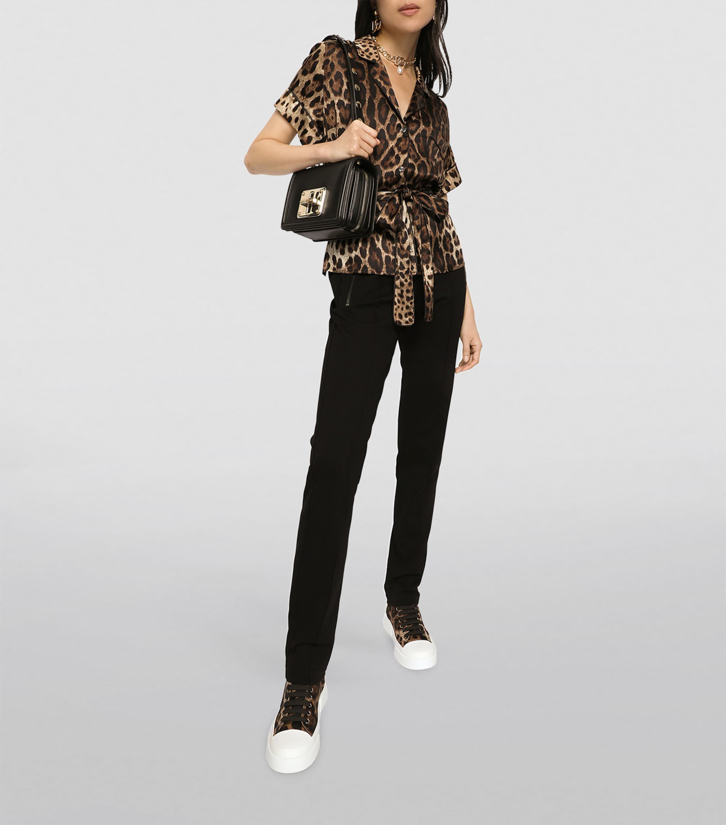 Stretch-Silk Belted Shirt