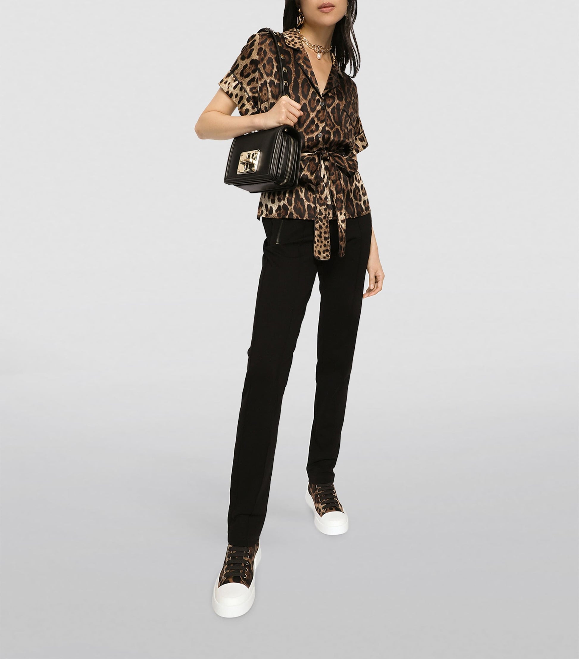 Stretch-Silk Belted Shirt