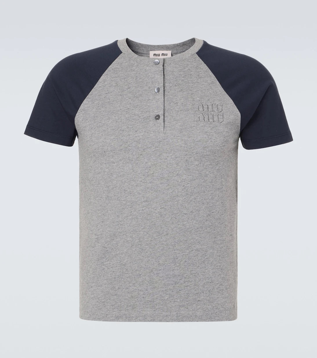 Miu Miu - Logo cotton jersey Henley shirt