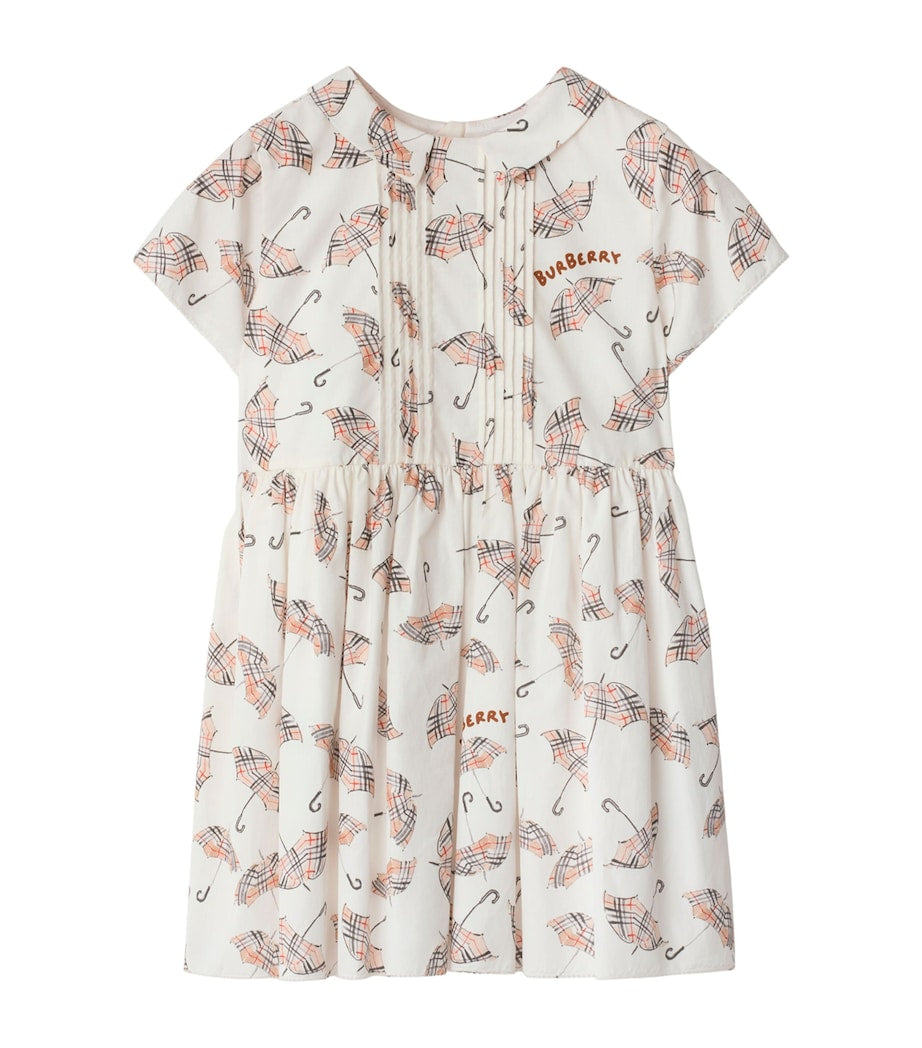 Burberry Kids White Cotton Umbrella Print Dress (3-12 Years)