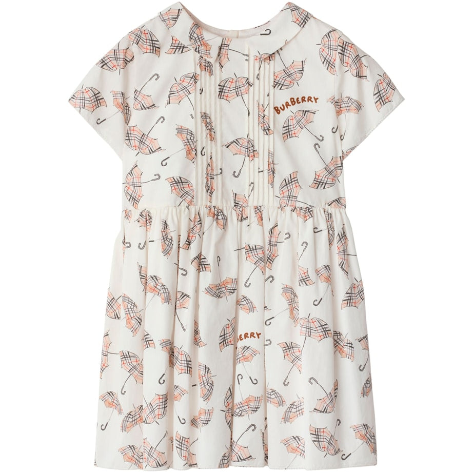 Burberry Kids White Cotton Umbrella Print Dress (3-12 Years)