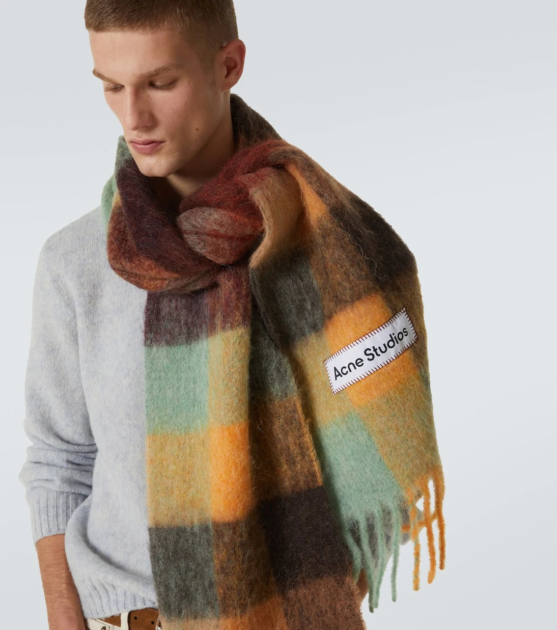 Acne Studios - وشاح فالي منقّش من مزيج الألبكة