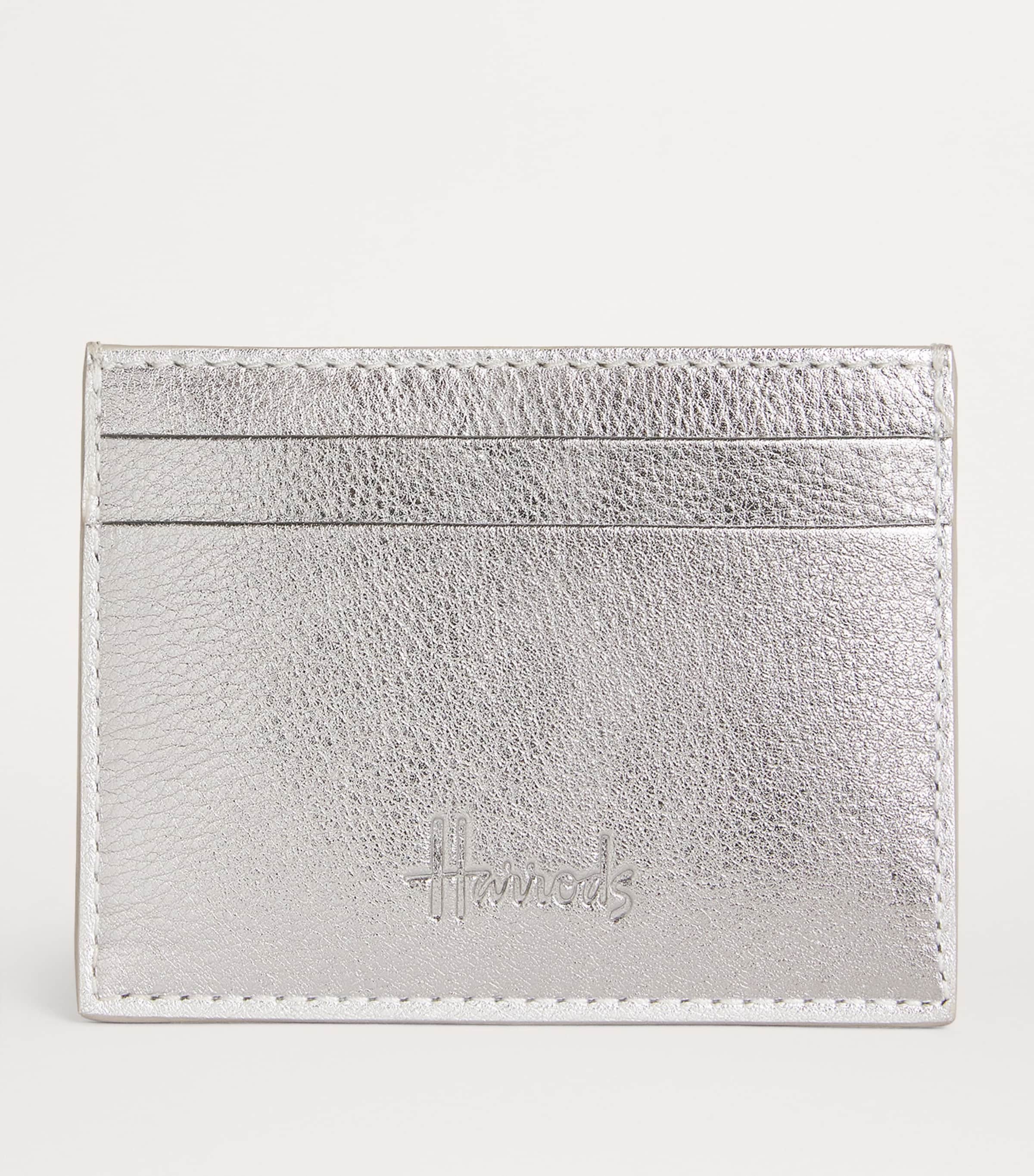 Silver Leather Metallic Card Holder