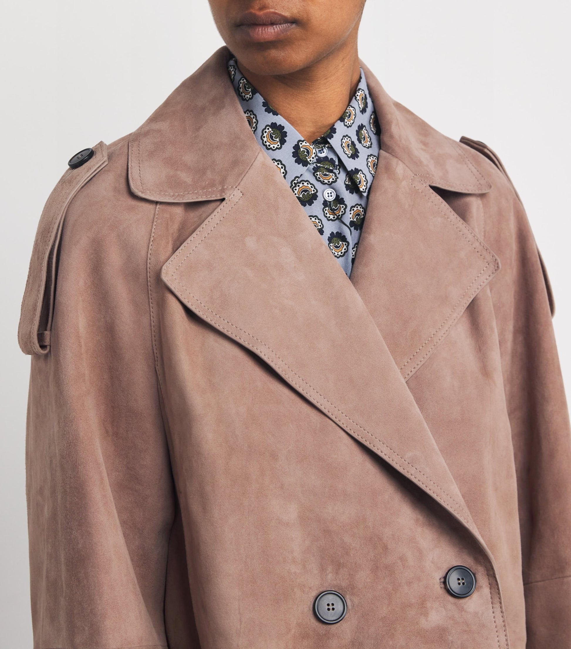 Weekend Max Mara Brown Suede Short-Line Trench Coat