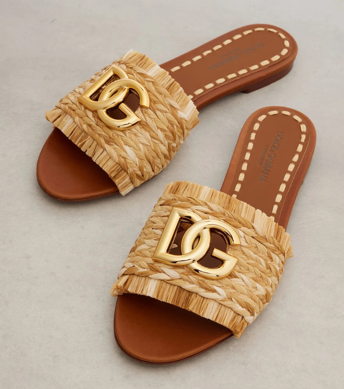 Dolce&Gabbana - DG raffia-effect slides