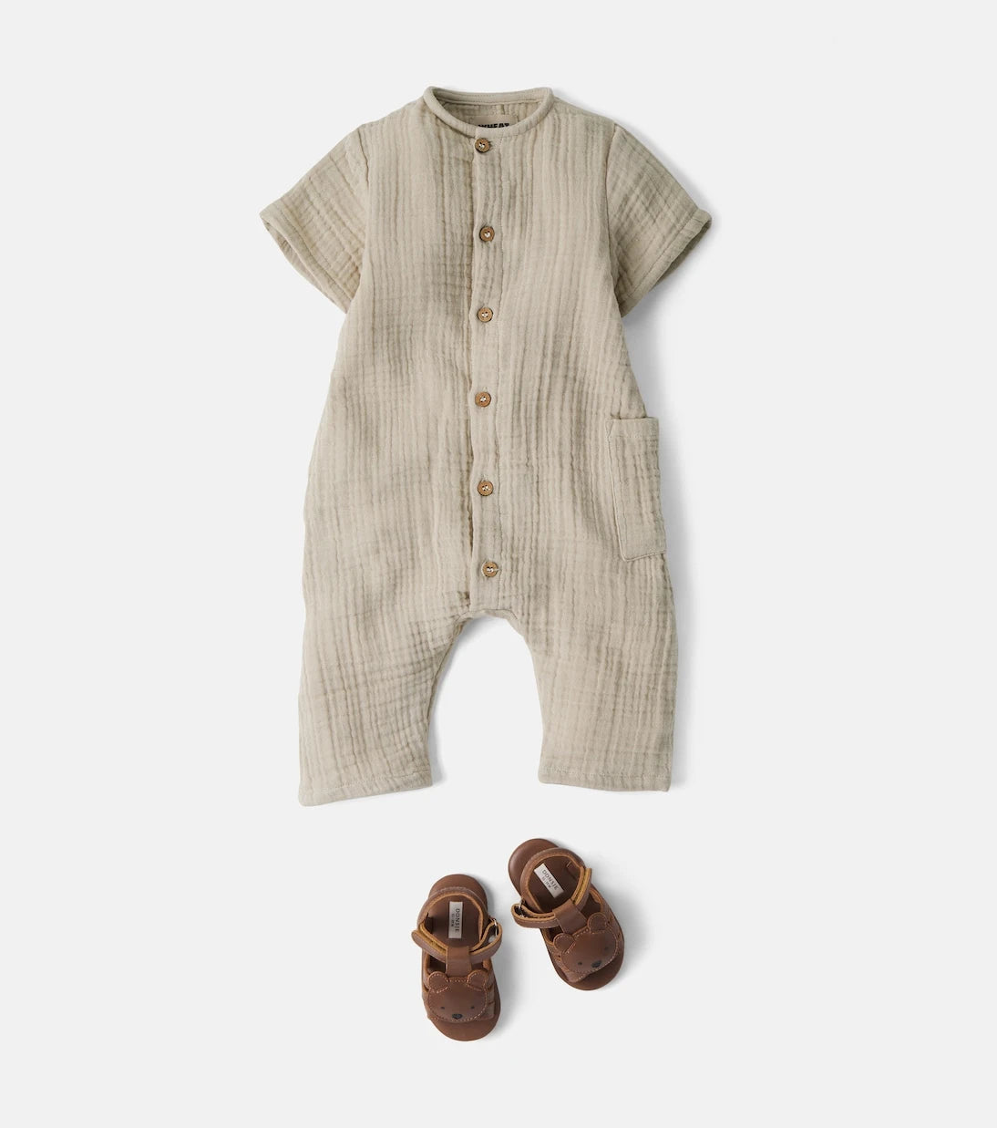 Wheat - Baby Alex cotton gauze playsuit