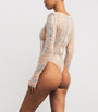 LAPOINTE Beige Rhinestone Swirl Bodysuit