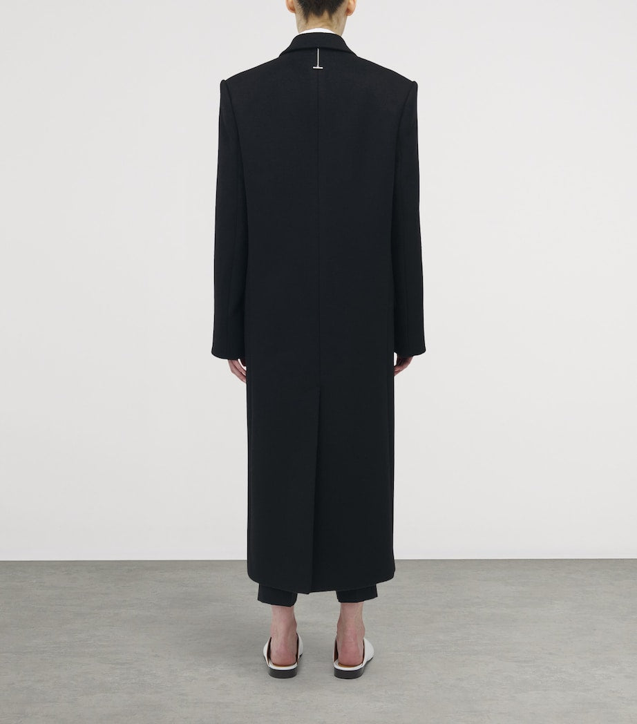 Black Wool Double-Breasted Coat