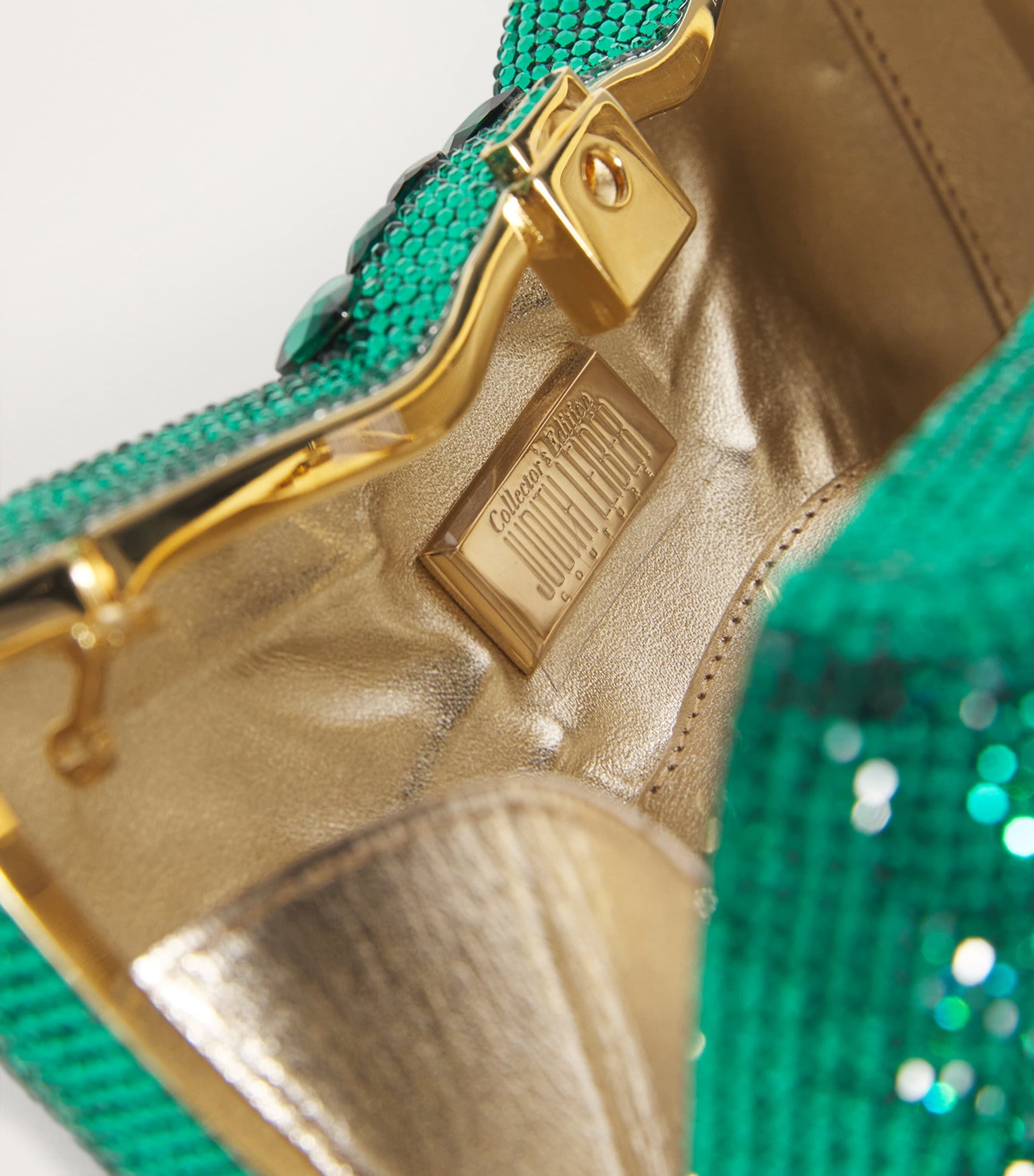 Judith Leiber Green x Harrods EXCLUSIVE Embellished Just For You Bow Clutch Bag