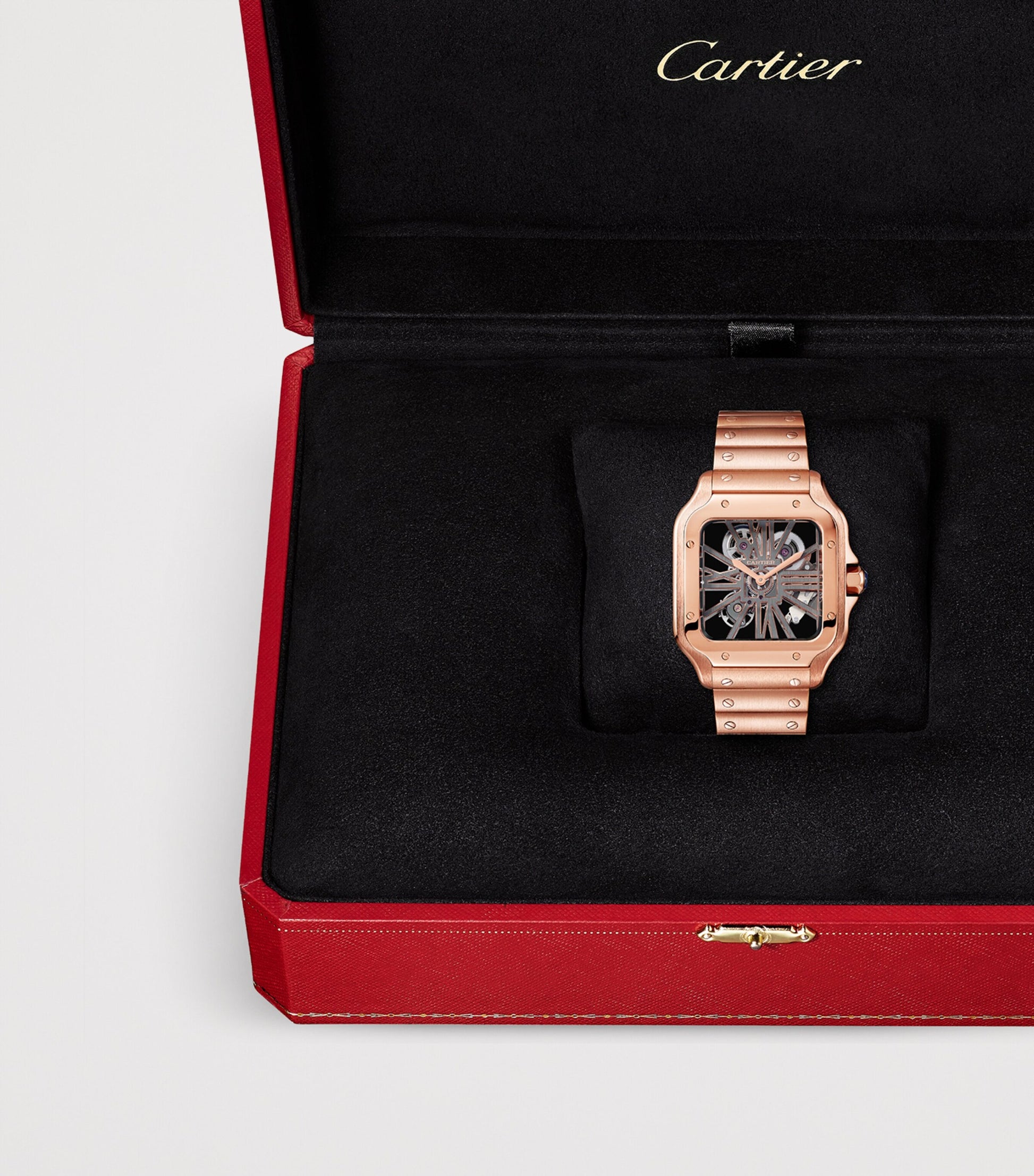 Large Rose Gold Santos de Skeleton Watch 28mm