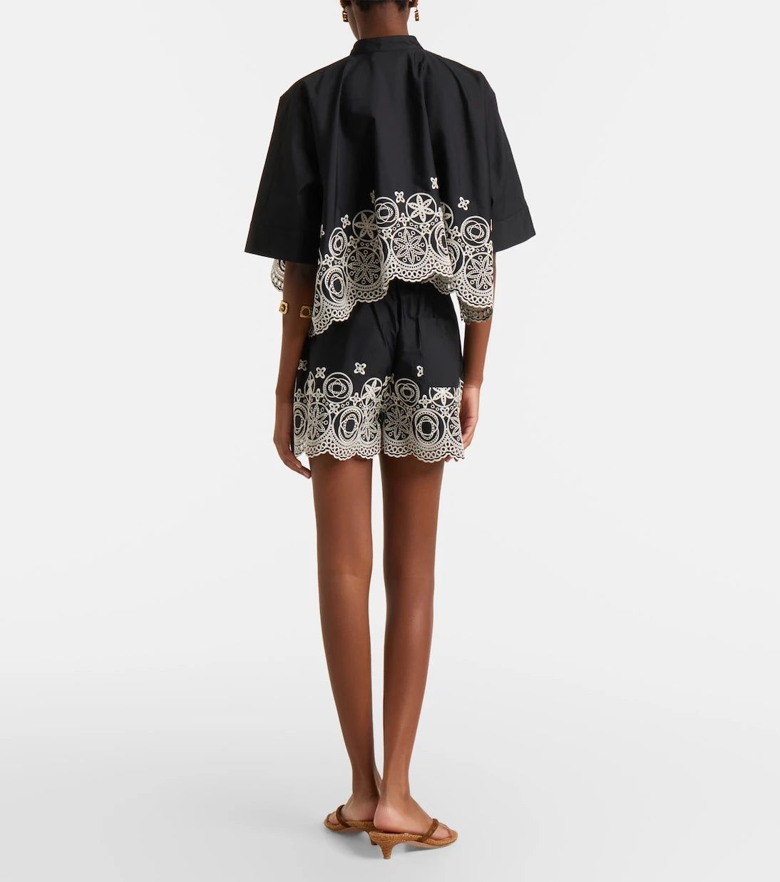 La DoubleJ - Pull-Up embroidered cotton shorts
