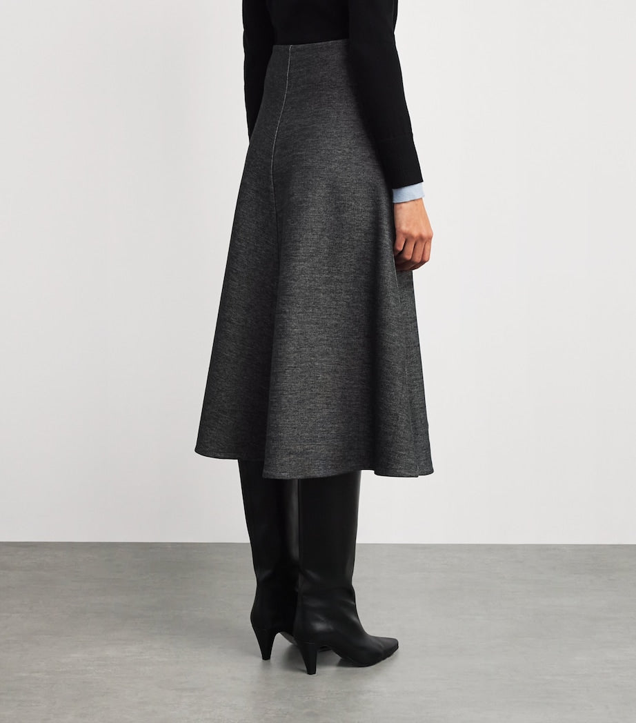 MAX&Co. Grey Jersey Flared Midi Skirt