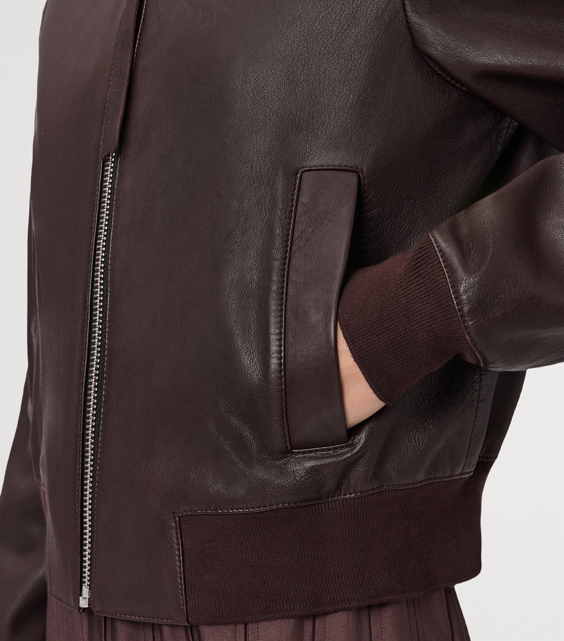 Leather Orten Bomber Jacket OXBLOOD RED