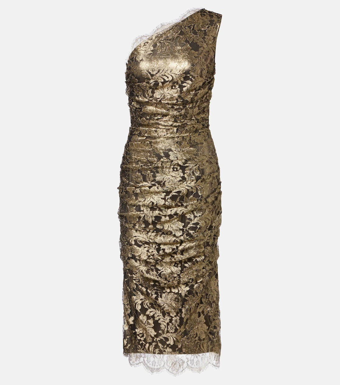 Dolce&Gabbana - One-shoulder lamé lace midi dress
