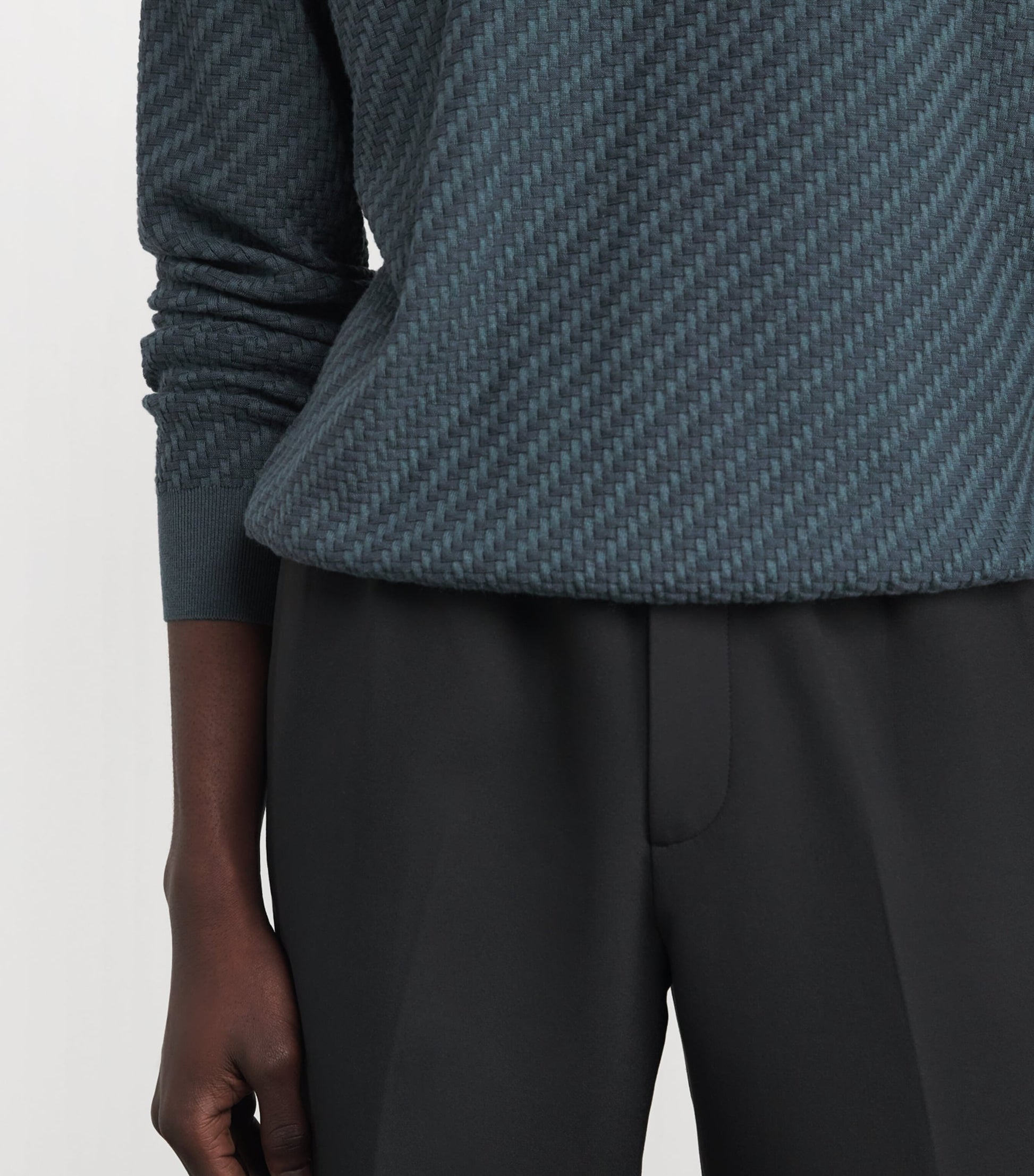 Brioni Green Cotton-Silk-Cashmere Trama Weave Sweater