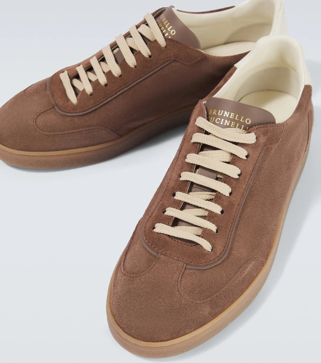 Brunello Cucinelli - Leather-trimmed suede sneakers
