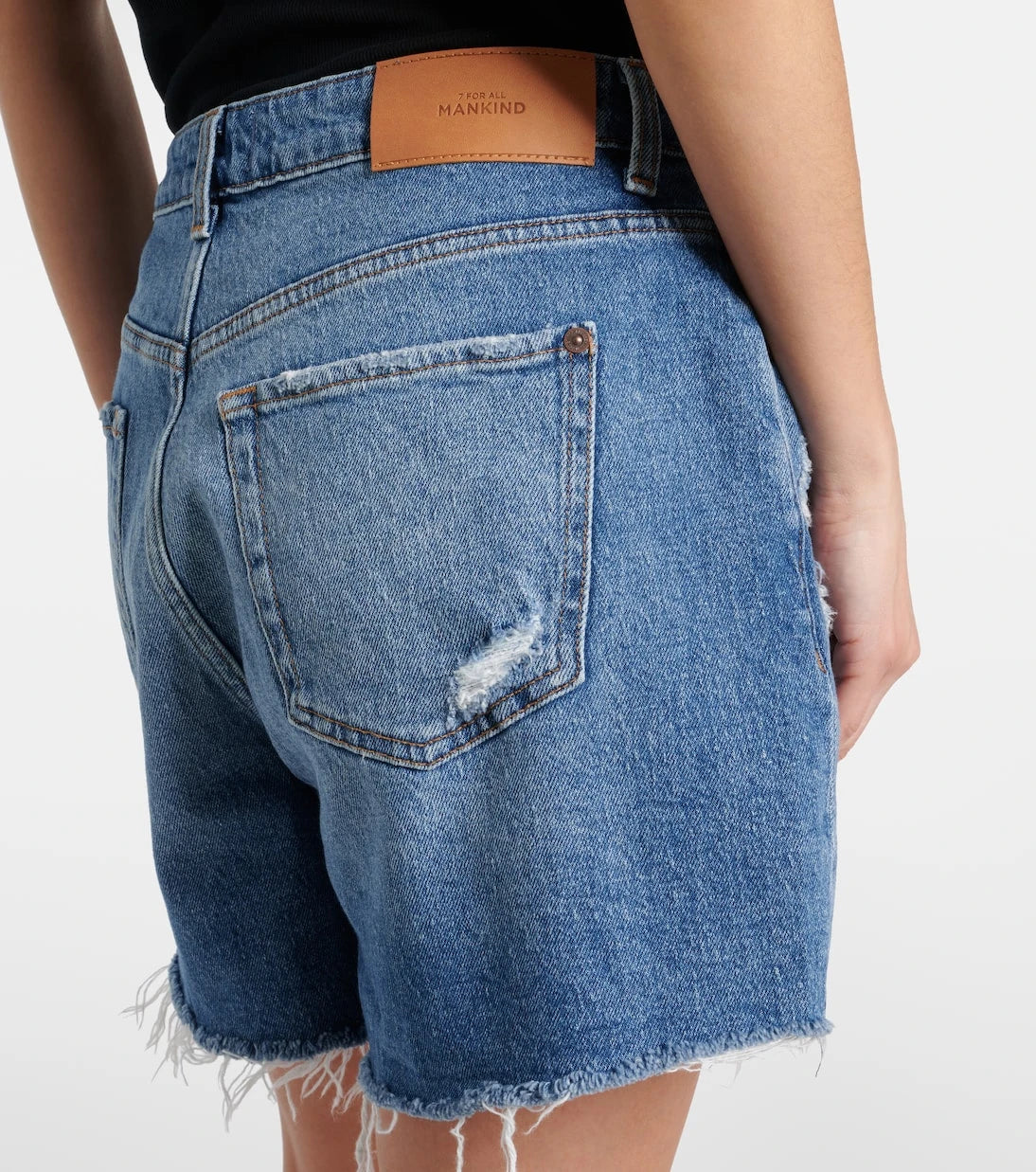 7 For All Mankind - Distressed mid-rise denim shorts