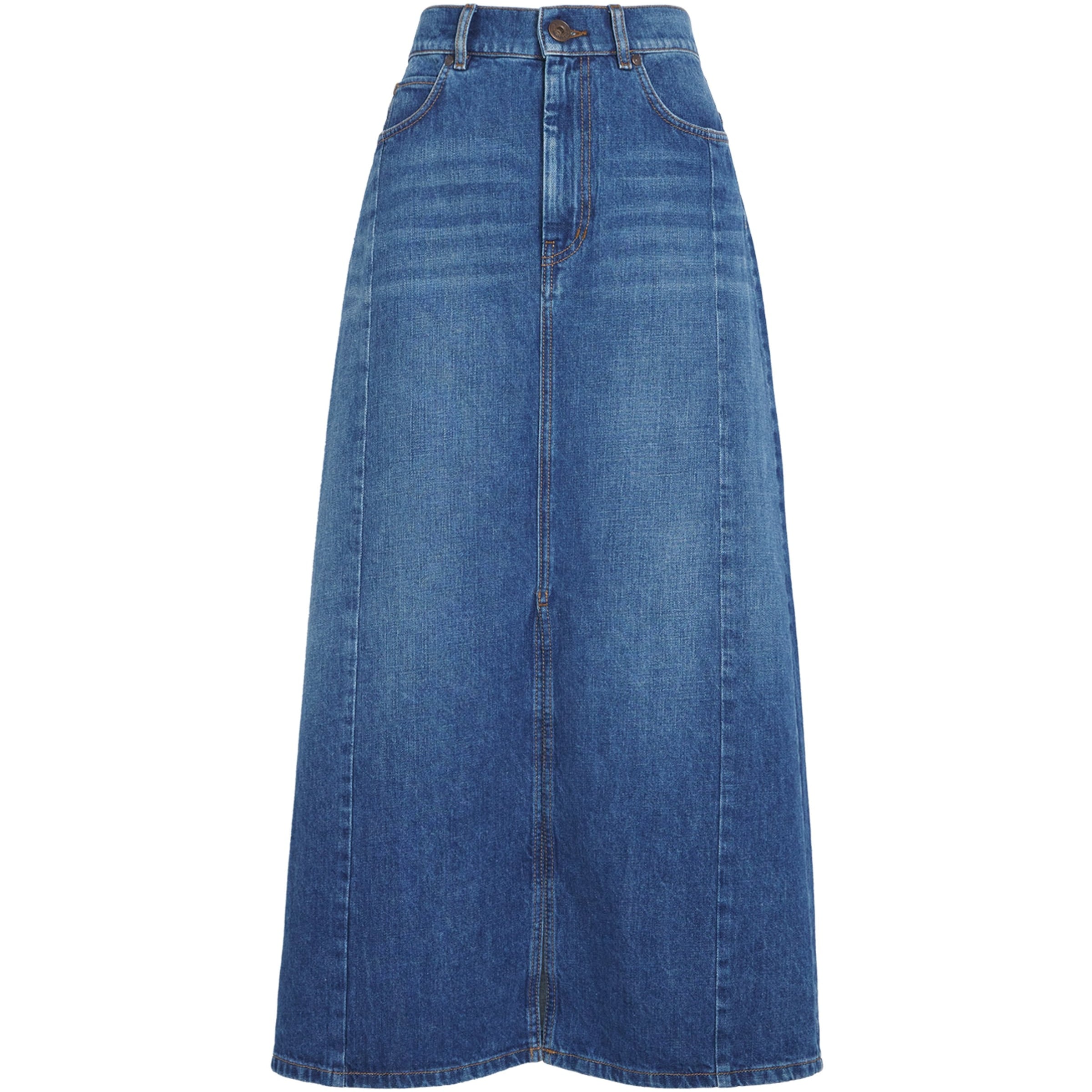 Weekend Max Mara Navy Denim Midi Skirt