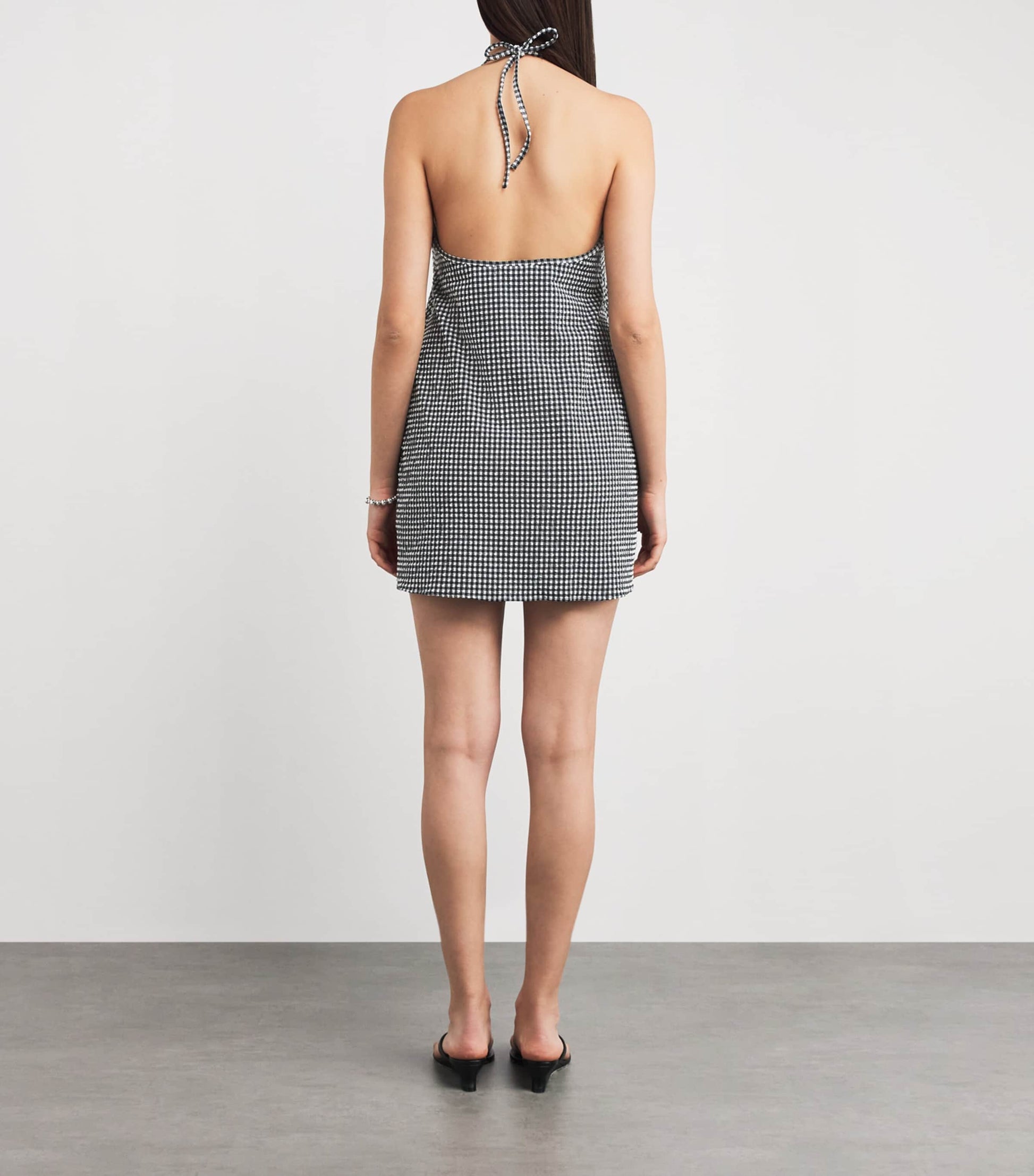 Hunza G Black Gingham Halterneck Mini Dress