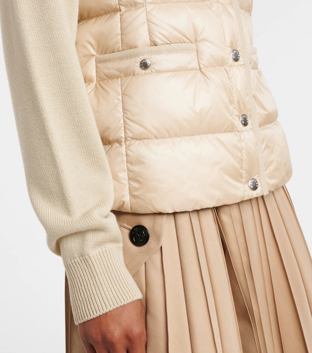 Moncler - Down-paneled virgin wool cardigan