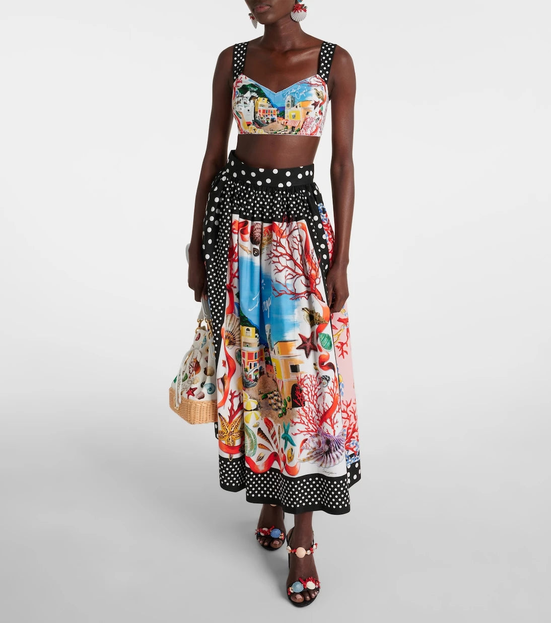 Dolce&Gabbana - Capri polka-dot printed cotton bra top