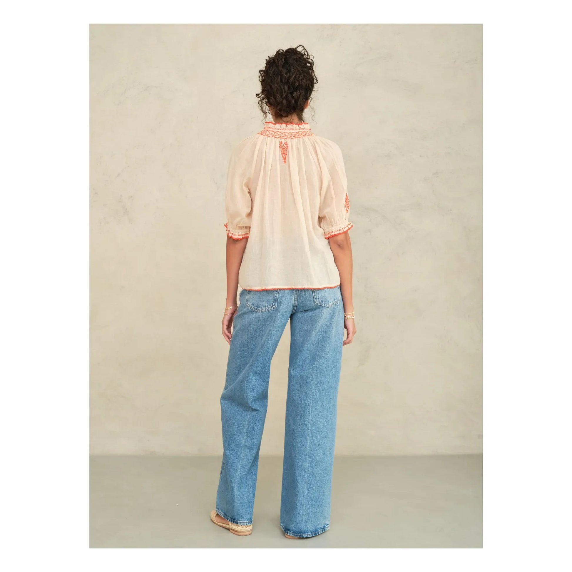 M.A.B.E. - Talia Cotton blouse | Corail Orange