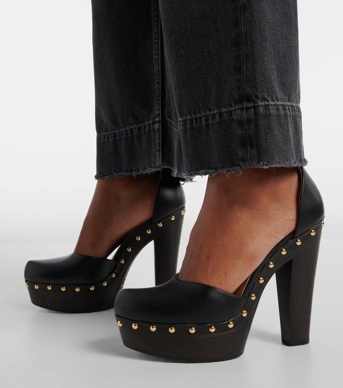 Chloé - Lola studded leather platform pumps