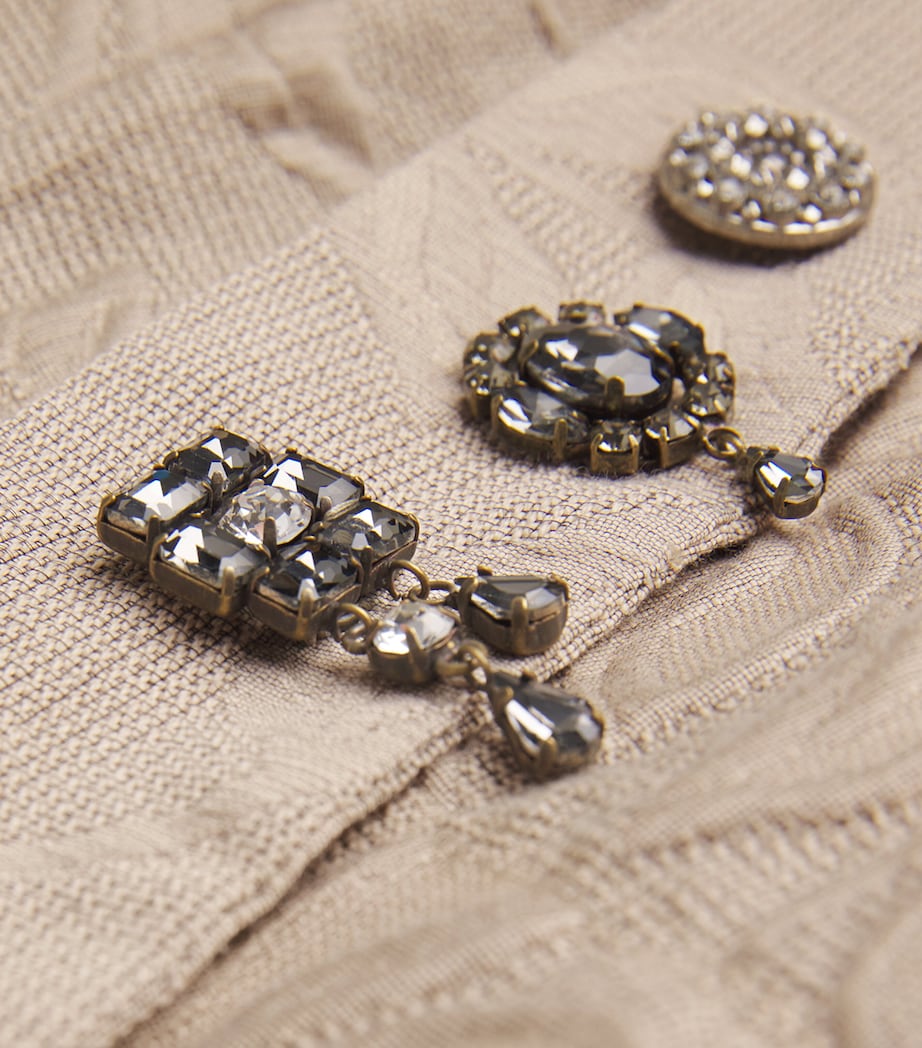 Max Mara Beige Cotton-Blend Floral Dress