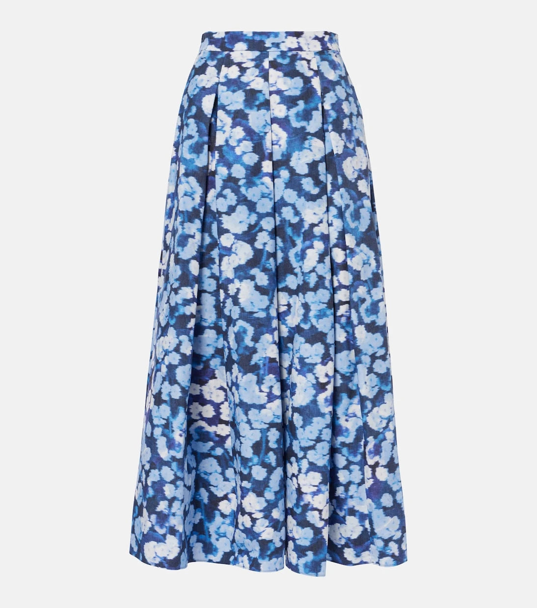 Erdem - Floral pleated cotton midi skirt