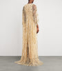 Pamella Roland Gold Tulle Embellished Kaftan Maxi Dress