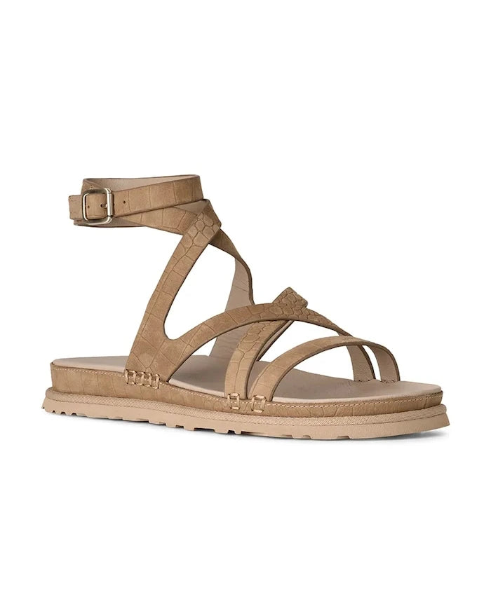 UGG W Goldengaze Embossed Ankle Wrap Deri Sandalet