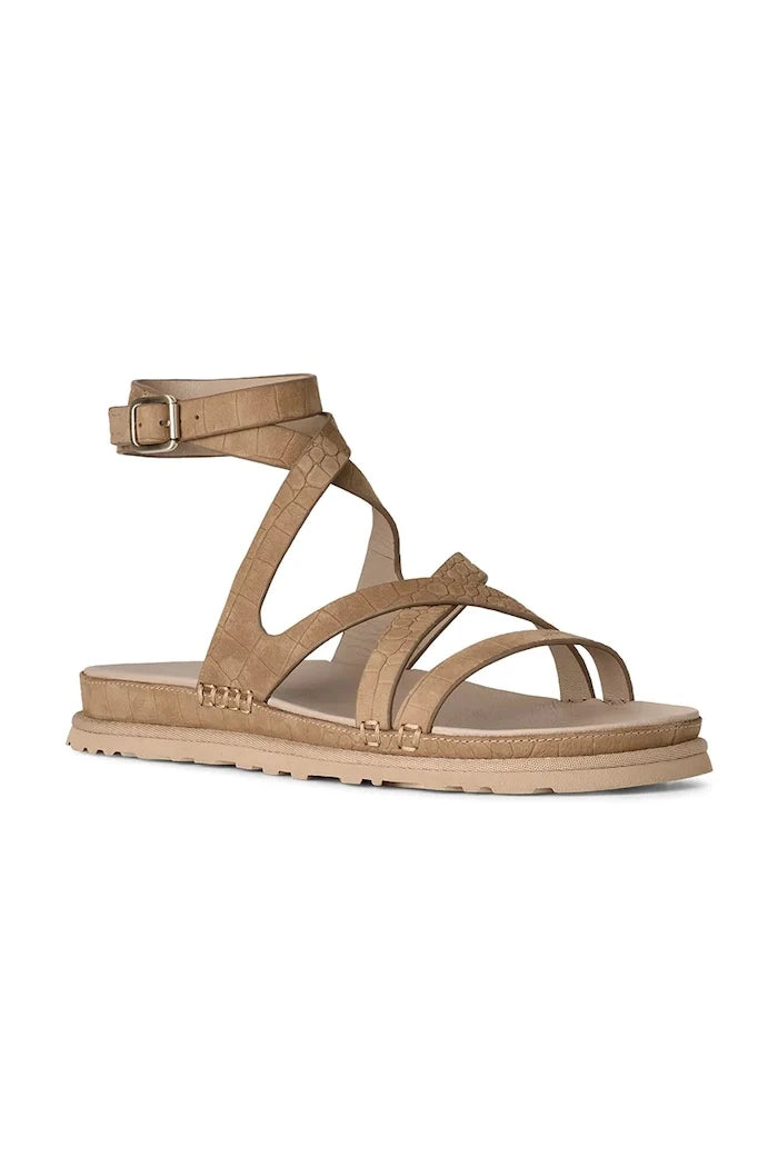UGG W Goldengaze Embossed Ankle Wrap Deri Sandalet