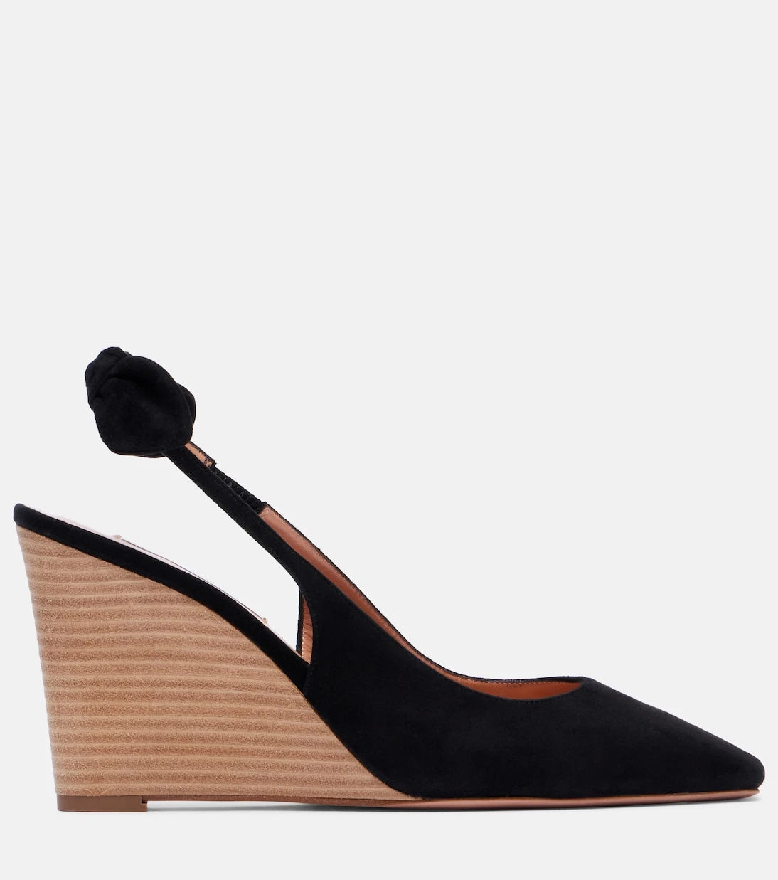 Aquazzura - Very Bow Tie 85 suede wedges