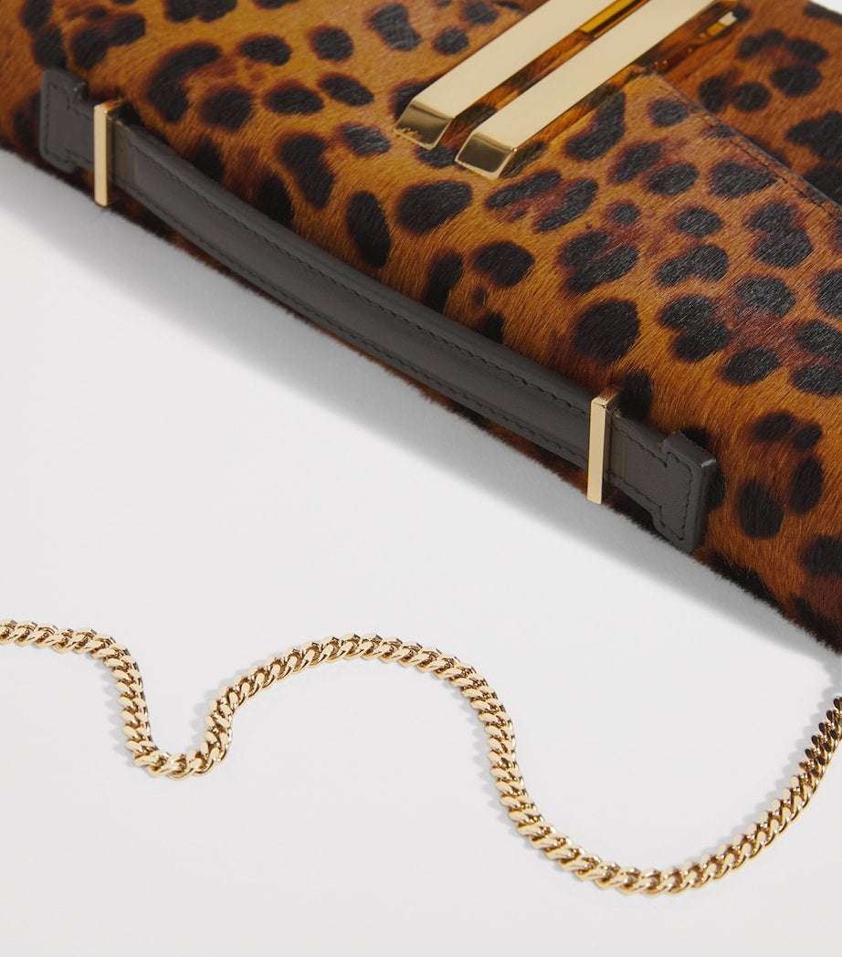 Demellier Multi Leopard-Effect Calf Hair Vancouver Clutch