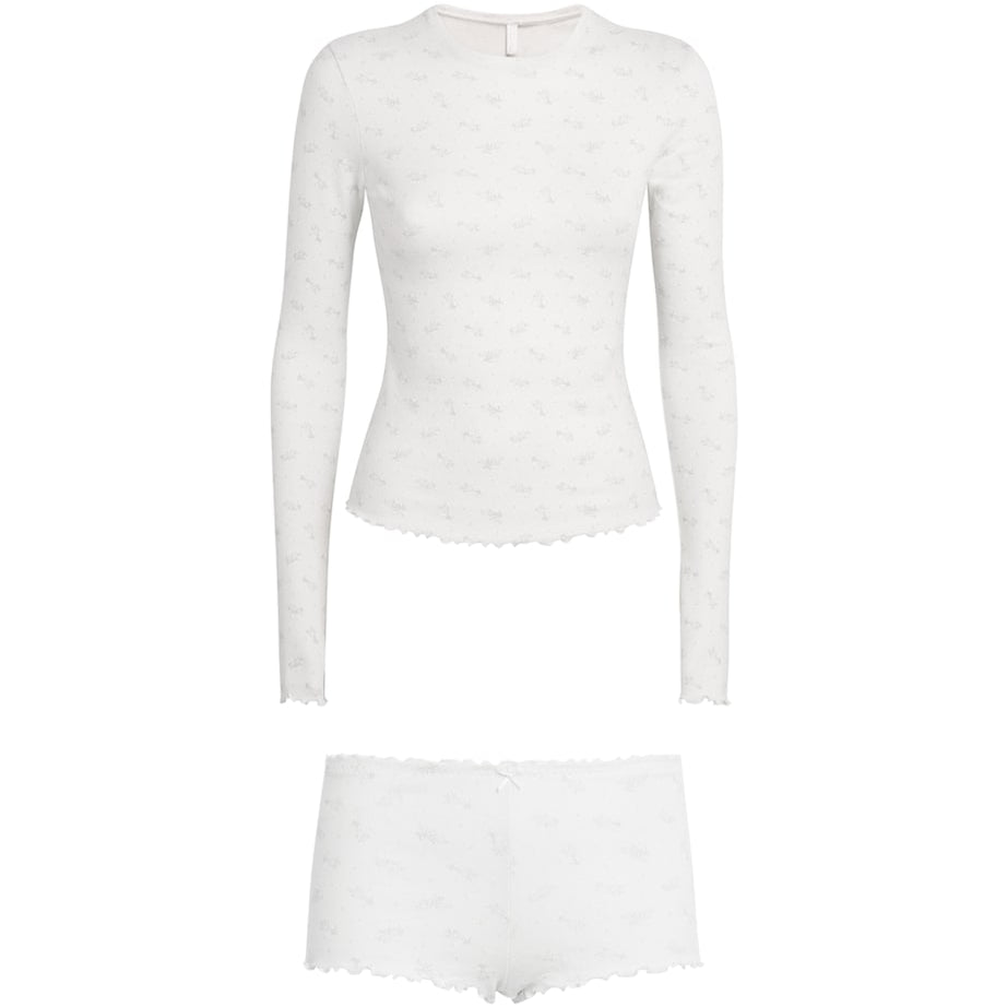 Pointelle Long-Sleeve Pyjama Set PACIFIC FLORAL PRINT