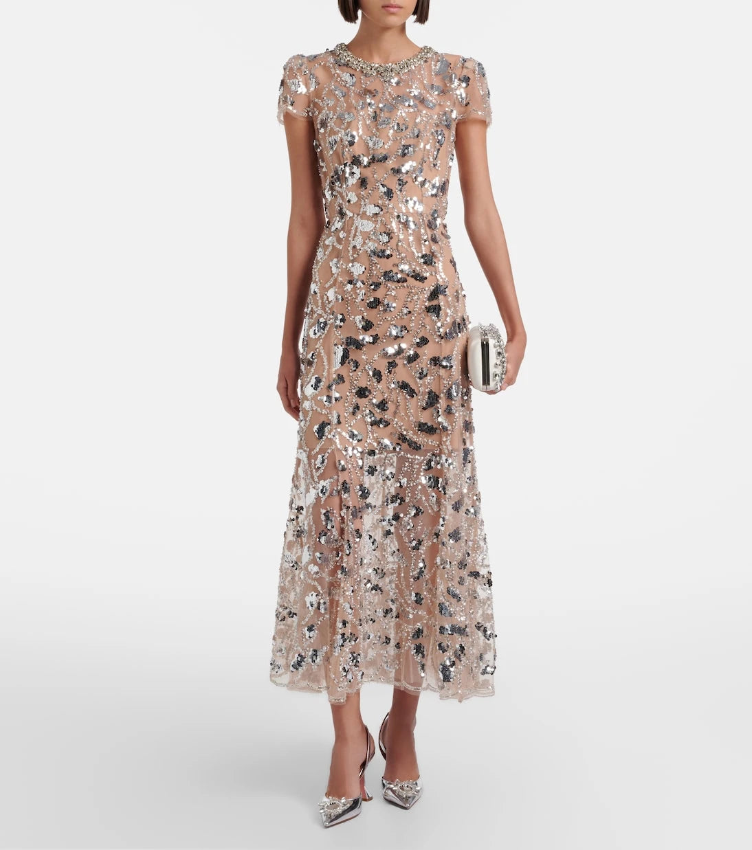 Self-Portrait - Sheer sequined cocktail dress