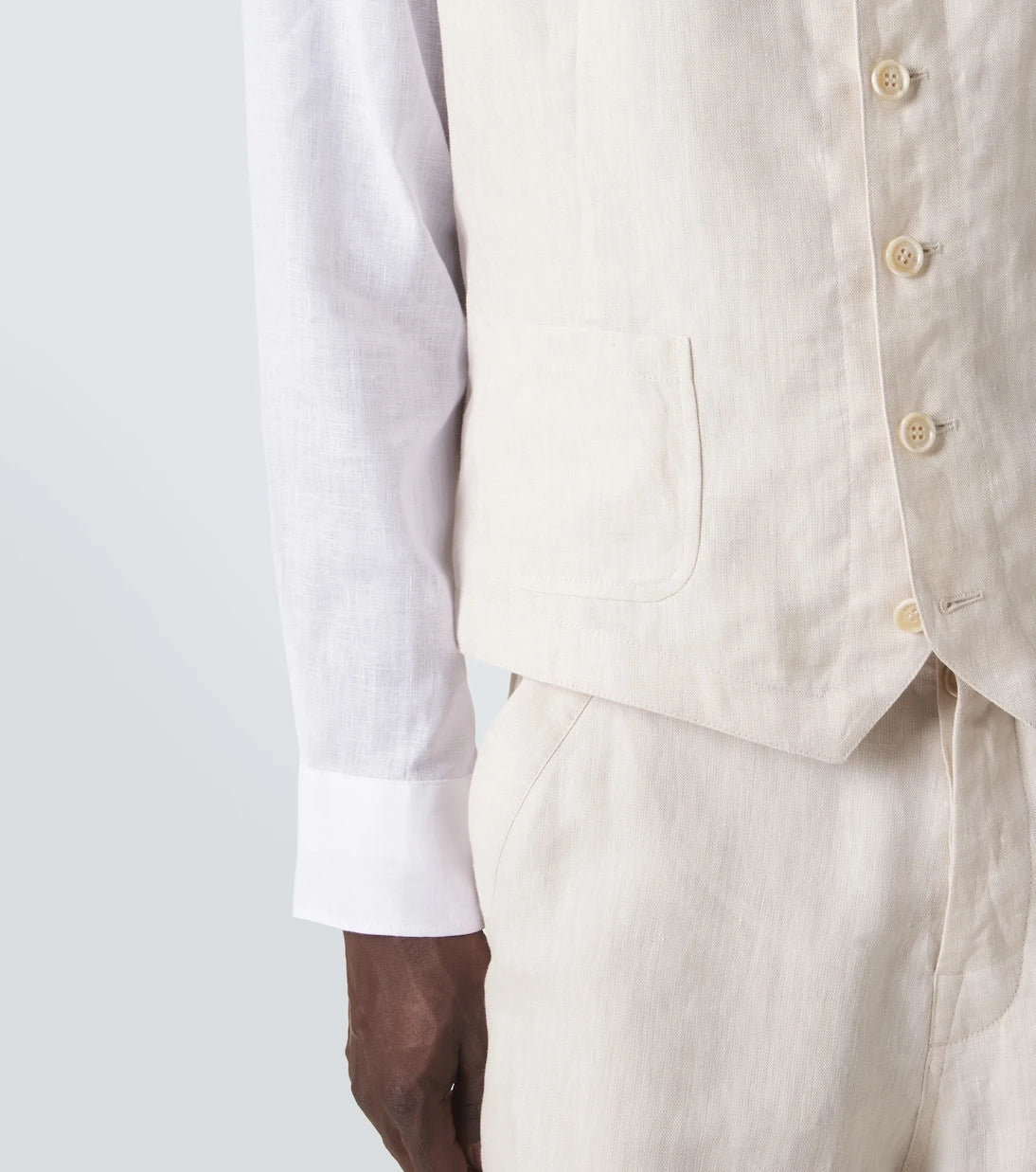 Brunello Cucinelli - Herringbone linen vest