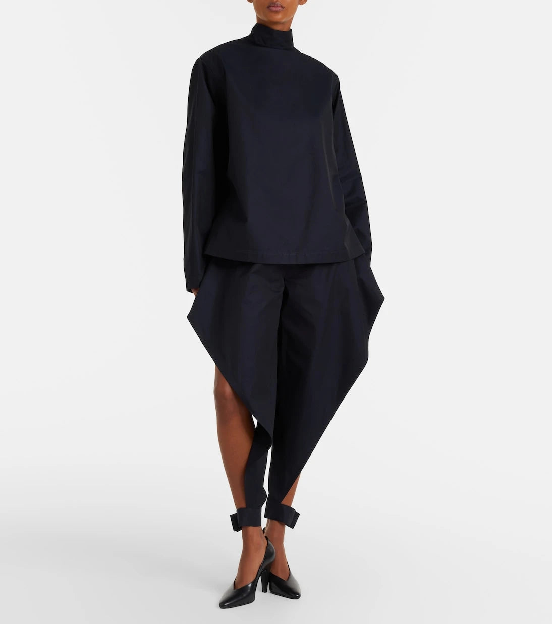 Alaïa - Ruffled cotton gabardine tapered pants