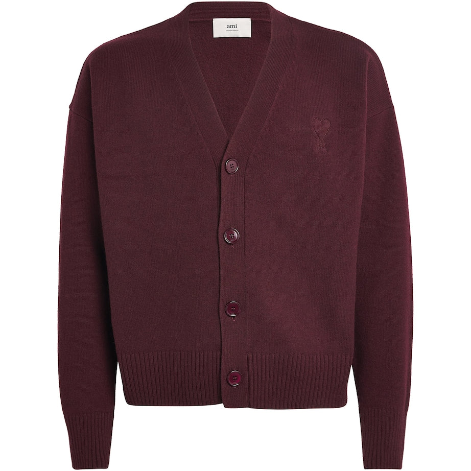 AMI Paris Black Wool-Cashmere Ami De Coeur Cardigan