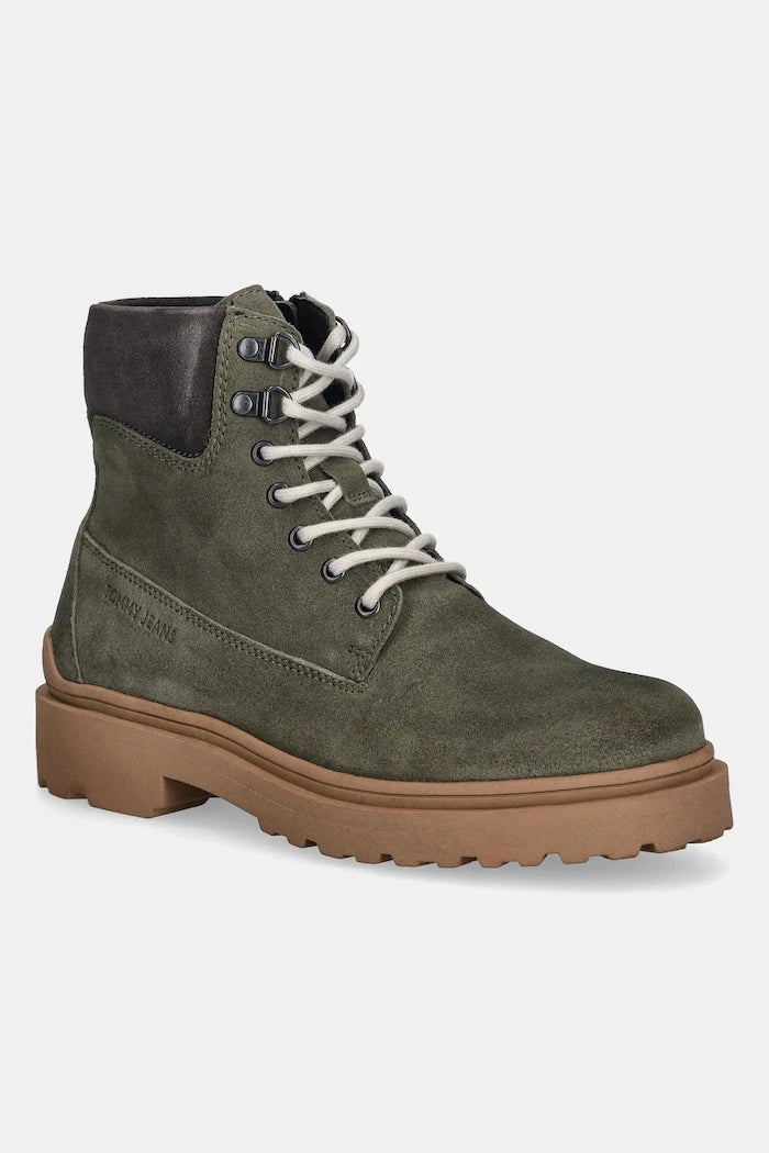 Кожени боти Tommy Jeans TJM LACE UP BOOT SUEDE