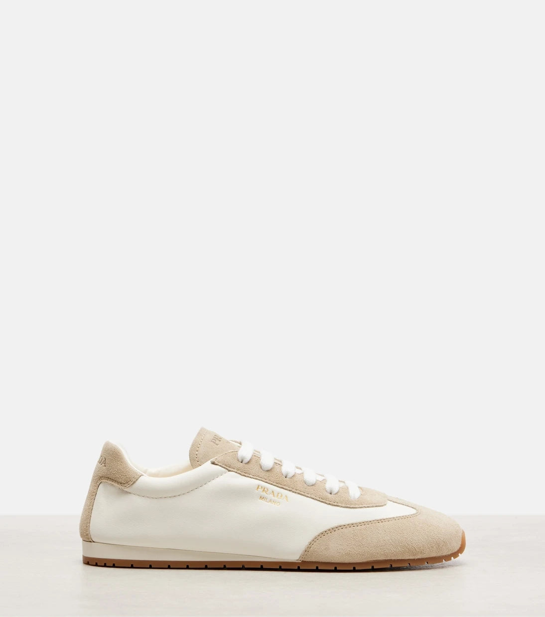 Prada - Suede-trimmed leather sneakers
